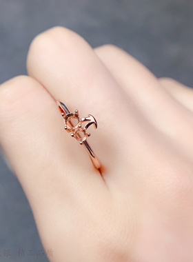 清新甜美樱桃女戒空托圆形3/4mm