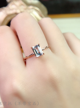 s925纯银戒指空托镶钳海蓝宝麻花