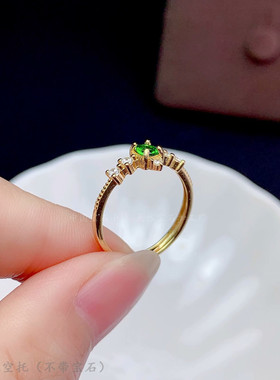 s925纯银戒指空托刻面海蓝宝小众