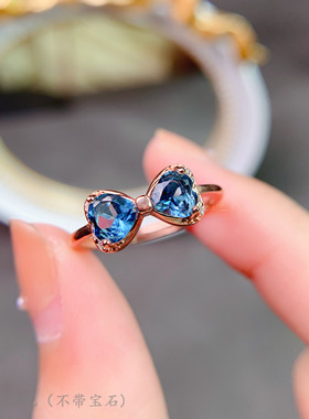 s925纯银水晶爱心款戒指空托