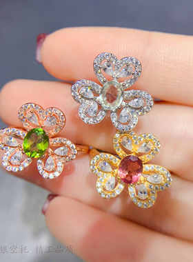 石榴石戒指空托s925银时尚百搭