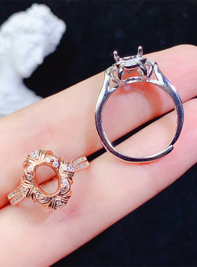 女s925纯银复古时尚6*8戒指空托