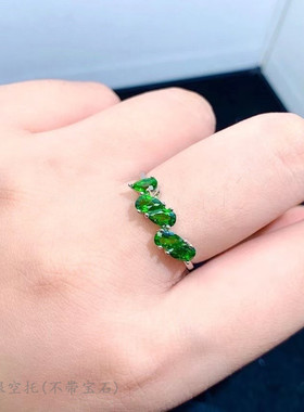 s925戒指纯银空托水滴形5mm