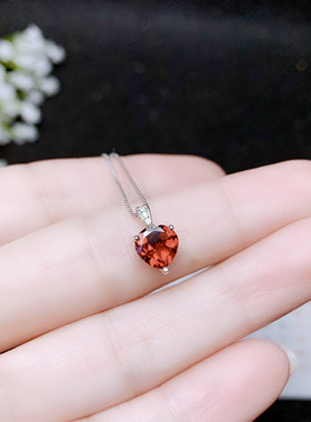 s925心形晶石彩宝简单吊坠空托