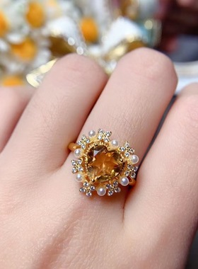 女银爱心形戒指吊坠珍珠贝珠