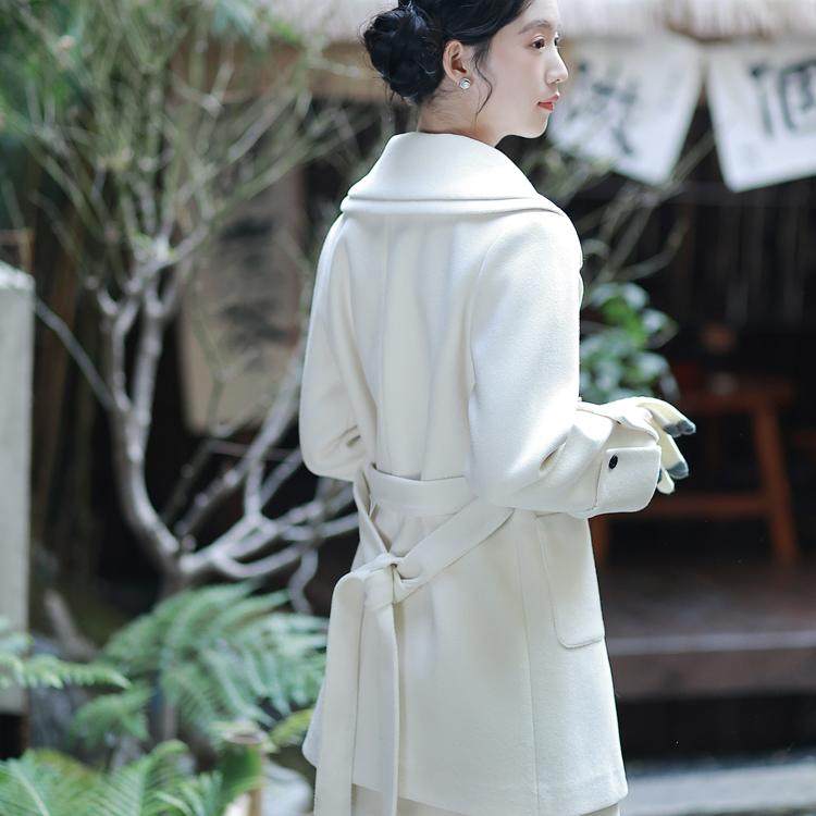 ATAR气质淑女毛呢大衣女2025冬装新款保暖中长大衣西装领呢料外套,淘宝优惠券,粉丝福利购,淘宝优惠卷