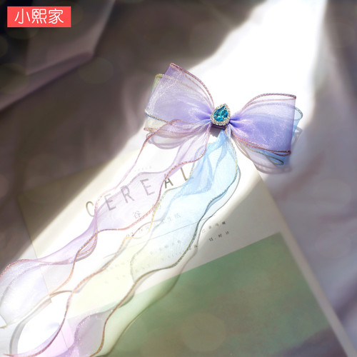 梦幻渐变色蝴蝶结发夹儿童幻彩发饰公主宝宝女孩发卡丸子头饰顶夹 - 图1