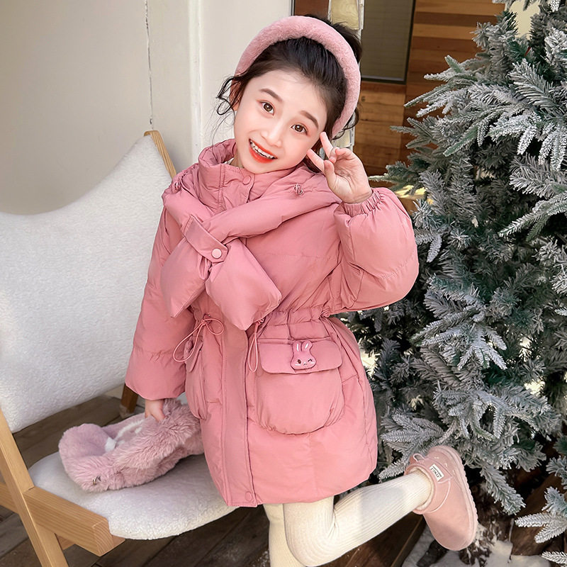 女童羽绒服冬装2025新款中长款外套洋气女宝宝加厚轻薄保暖连帽潮,淘宝优惠券,粉丝福利购,淘宝优惠卷