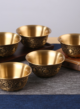 纯铜平底供杯吉祥大口径佛堂