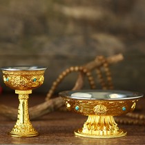 Mizong Eight Auspicious Protective Cup Nepal Craft Number Gilded Stainless Steel Liner Holy Water Glass For Fover Front Hem