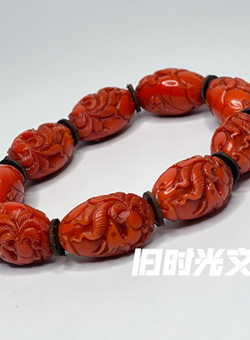 藏式文玩饰品有机宝石雕刻九尾狐男女手链手串流行首饰佛珠念珠