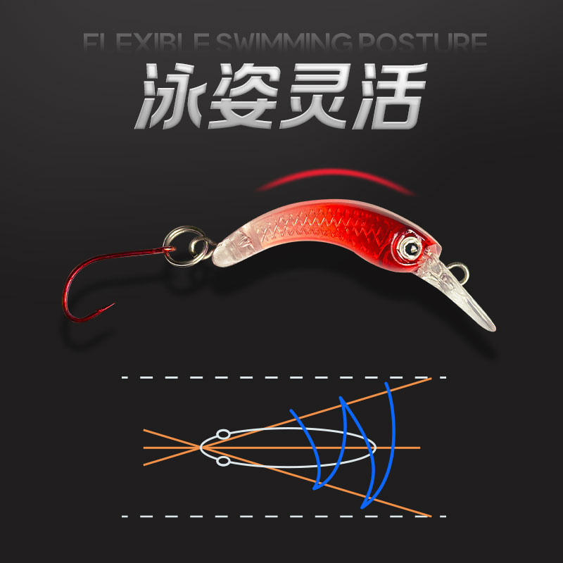 微蛇米诺微物路亚饵微物鱼饵迷你弓形单钩路亚假饵米虫摇滚微抛型 - 图0