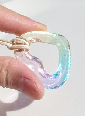 拼邮日本透明琉璃圆形吊坠项链