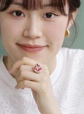 Ayatorie日系可爱蛋糕开口戒指