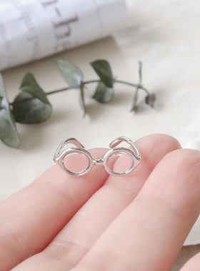 拼邮日本银色圆形眼镜可调节戒指