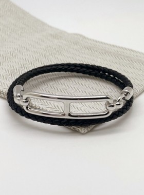 欧美轻奢编织牛皮欧美猪鼻子手链