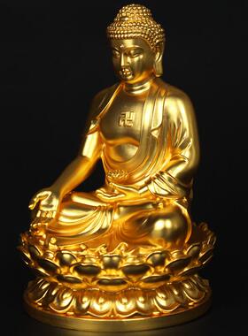 古法紫铜镀金三宝佛释迦牟尼阿弥陀佛药师佛万佛墙佛像居家摆件