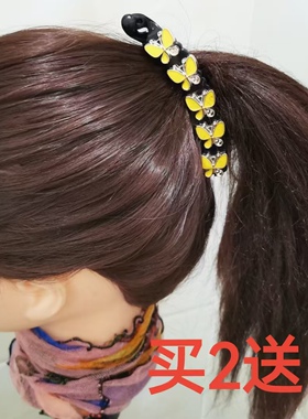 头饰香蕉夹竖夹发饰立式优雅抓夹成人女防滑扭夹水钻发夹马尾发卡