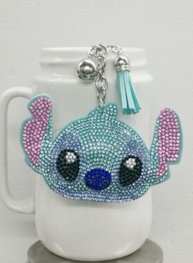 热卖流苏镶钻史迪仔女士包包挂件时尚韩国绒烫钻双色钻钥匙扣