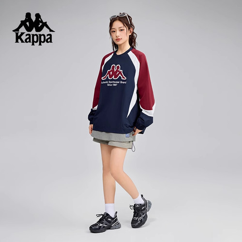 Kappa卡帕男装女装2025春季新款休闲长袖宽松圆领上衣K0FW2XY01 - 图3