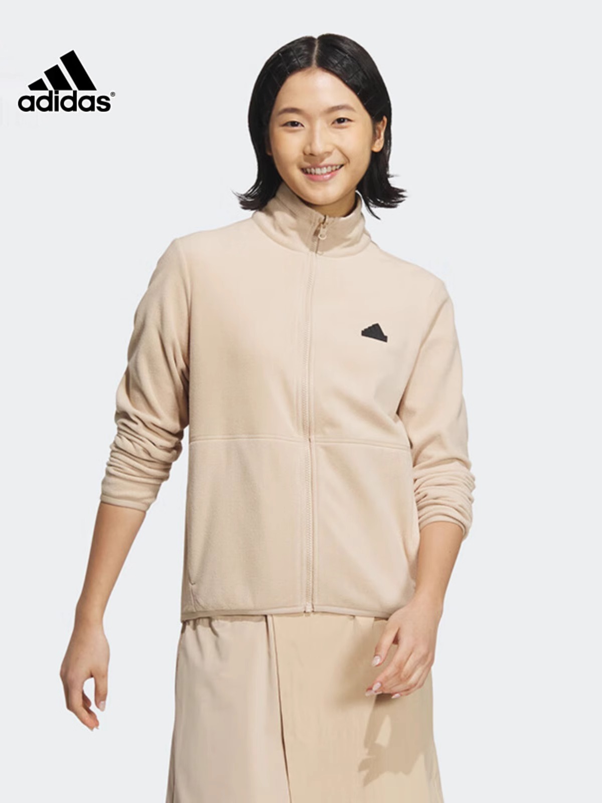 adidas阿迪达斯2024春新款女款外套休闲运动上衣防风运动服JE8589 - 图0