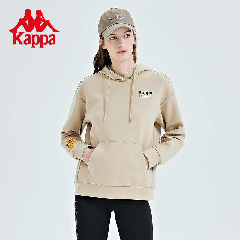 Kappa卡帕套头帽衫女2024春季新款运动卫衣休闲印花长袖针织外套 - 图3