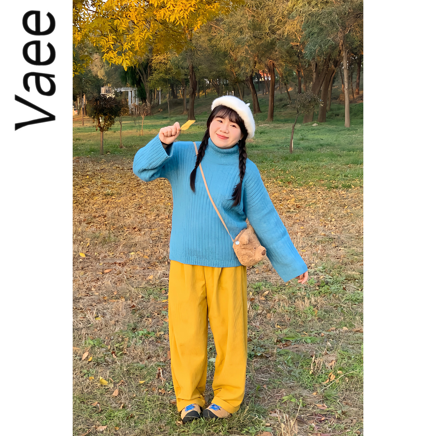 Vaee大码女装秋冬新款慵懒风气质百搭坑条针织上衣胖mm高领毛衣女 - 图2