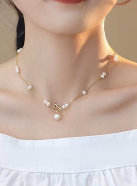 小颗粒异形OT扣项链小众设计感气质网红冷淡风满天星锁骨项链