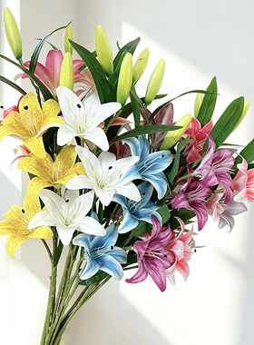 婚庆大百合花 3D百合婚庆堂装饰花高端假花居家摄影摆件白色百合