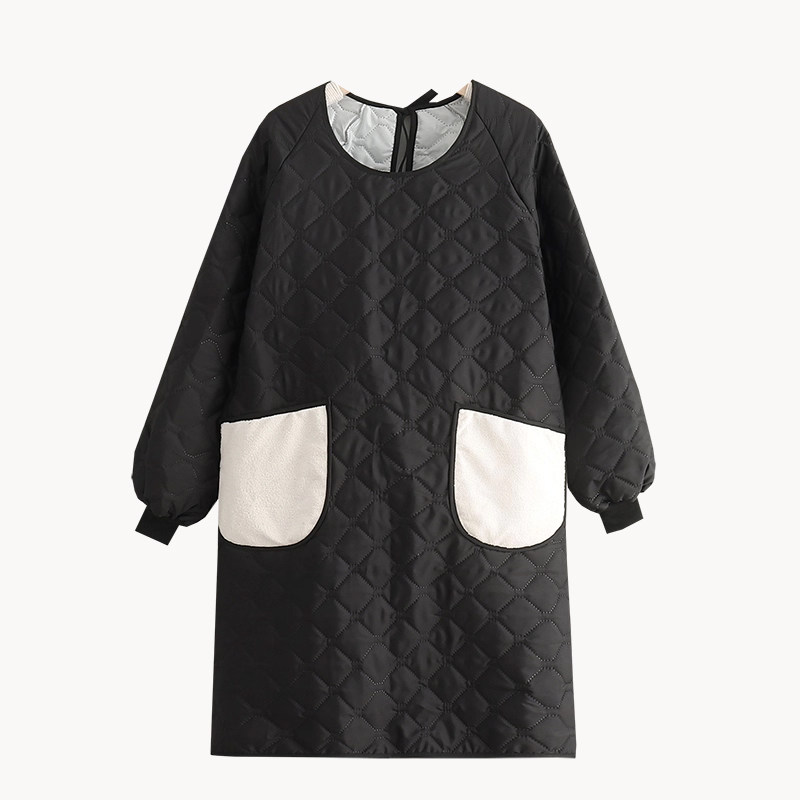 菱格纹棉服围裙女洋气保暖防污厨房家用大码宽松外套时尚加厚秋冬,淘宝优惠券,粉丝福利购,淘宝优惠卷