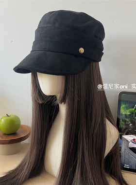 秋日氛围感~美拉德复古咖麂皮绒平顶马术帽女百搭ins高颅顶骑士帽