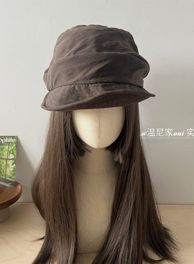 莱赛尔~山本风宽檐小众日系设计师透气画家鸭女舌云朵报童帽夏天