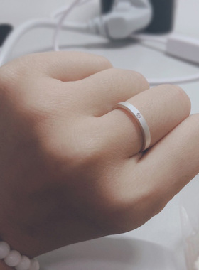 纯银原创设计刻字镶钻情侣戒指