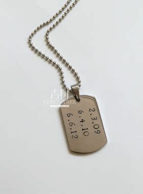99纯银情侣军牌项链牌身份牌照片