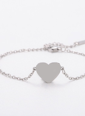 跨境现货不锈钢外孔心形手链十字链手链空白材料节日礼物手链批发