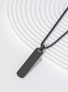 项链欧美跨境不锈钢扇形椭圆空白无字材料节日礼物刻字珍珠项链