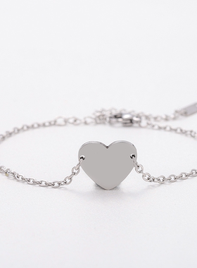 跨境现货不锈钢心形手链欧美十字链手链空白材料节日礼物手链批发