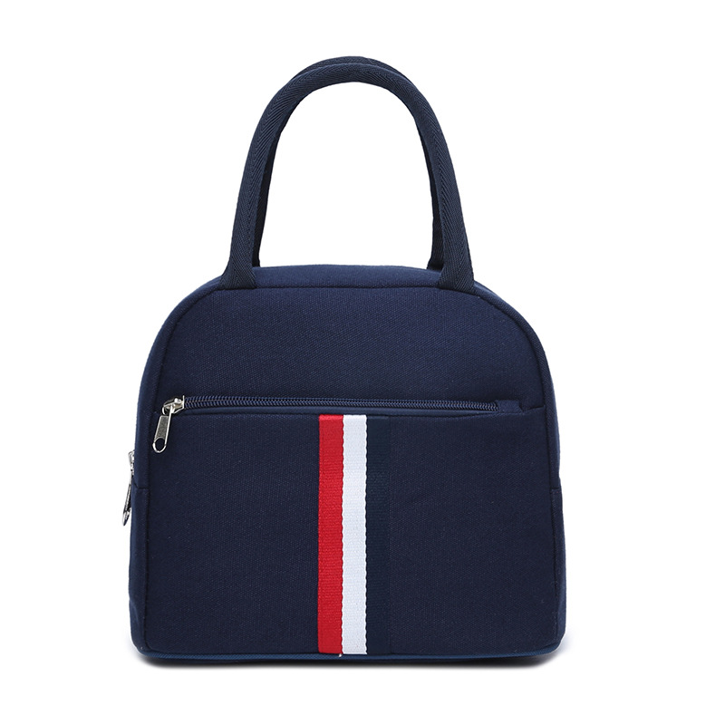 新款韩版帆布手提包饭盒袋便当包加厚带饭包午餐男女拉链款小拎包