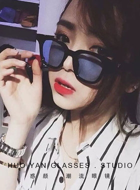 小脸黄色镜片墨镜方形框网红潮款