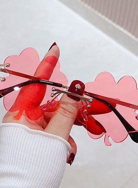 异形眼镜无框墨镜女小脸ins网红