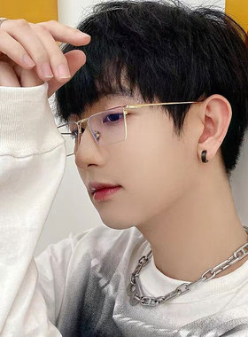 长方形窄框浅绿色墨镜个性时尚潮