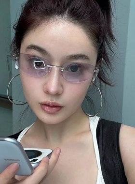 个性法式无框眼镜清女冷高级感