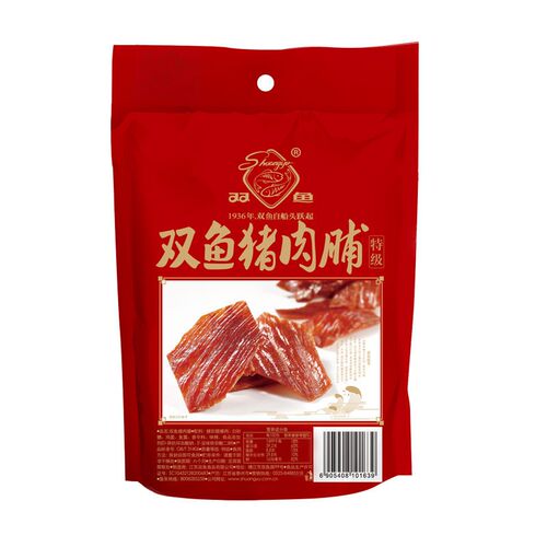 靖江特产双鱼肉脯308g特级自然片副片彩袋新包装猪肉铺肉干类零食 - 图1