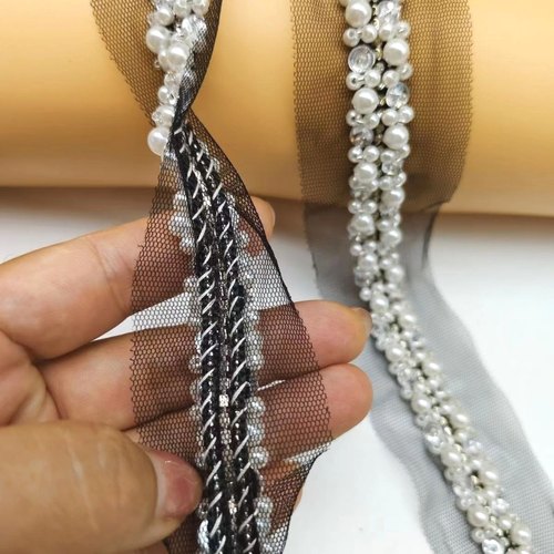 小香风重工手工钉珠花边 dⅰy外套领口袖口肩部装饰配件服装辅料 - 图0