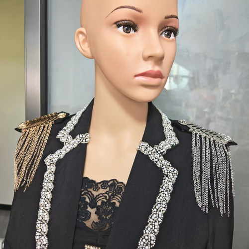 欧美风金属流苏链条肩章布贴DIY西装外套礼服Cos表演服肩膀装配饰 - 图3