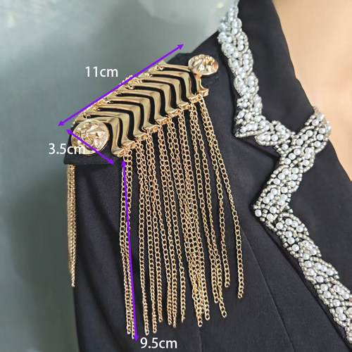 欧美风金属流苏链条肩章布贴DIY西装外套礼服Cos表演服肩膀装配饰 - 图2