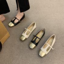 2023 New summer French style 100 lap T words with Mary Jane shoes silver coarse heel low heel retro square head single shoe woman