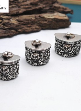 纯铜虎头套挂件复古项链猪牙套镶嵌旋转式手工男士吊坠复古风包邮