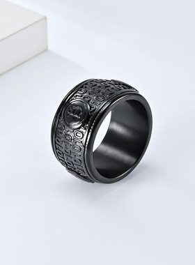 跨境欧美比特币钛钢戒指环Bitcoin小众男士嘻哈个性穿搭暴富手饰