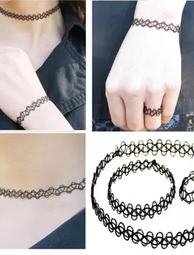 欧美复古原宿纹身镂空高弹力鱼线